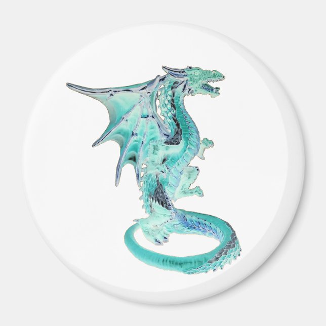 Sky Blue Fantasy Dragon Square oder Circle Magnete Magnet (Vorne)