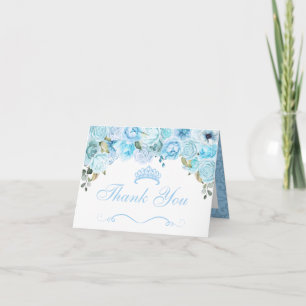 Sky Blue Floral Quinceanera Merci Invitation
