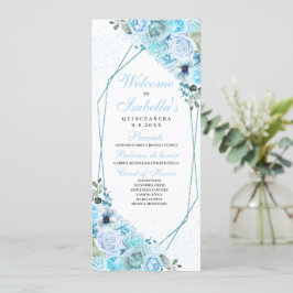 Sky Blue Floral Quinceanera Programm