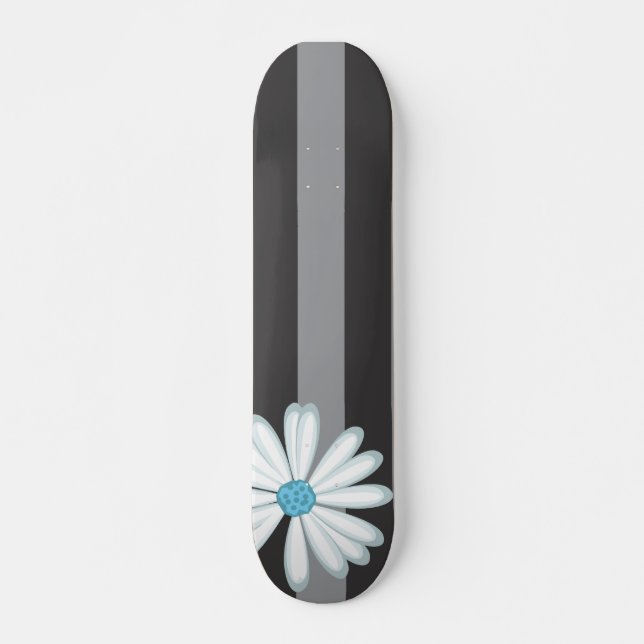 Sky Blue Floral Racing Tribal Daisy Tattoo Muster Skateboard (Vorne)