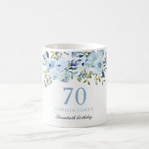 Sky Blue Floral Watercolor 70. Geburtstagsparty Kaffeetasse