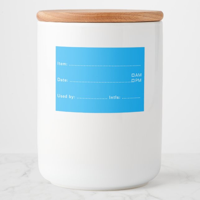 Sky Blue Food Labels für Zuhause und Küche Lebensmitteletikett (Vorderseite)