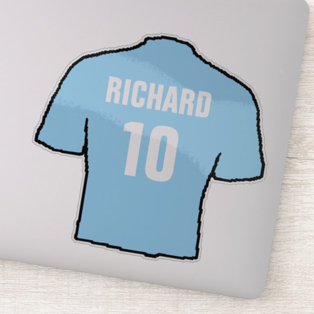 Sky Blue Football Shirt Design zu personalisieren. Aufkleber (Detail)