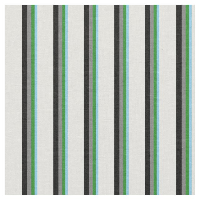 Sky Blue, Forest Green, Grau, Black & Light Cyan Stoff (Nahaufnahme)