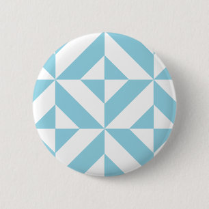 Sky Blue Geometric Deko Cube Pattern Button