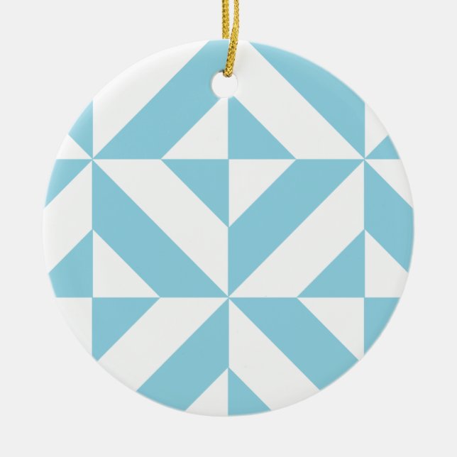 Sky Blue Geometric Deko Cube Pattern Keramikornament (Vorne)