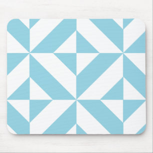 Sky Blue Geometric Deko Cube Pattern Mousepad