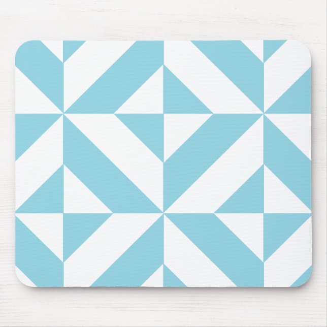 Sky Blue Geometric Deko Cube Pattern Mousepad (Vorne)