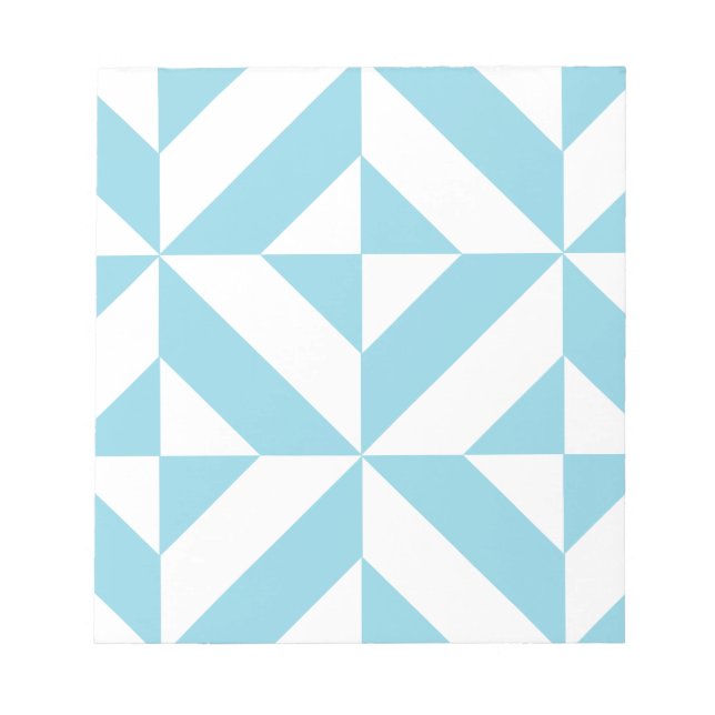 Sky Blue Geometric Deko Cube Pattern Notizblock (Vorderseite)