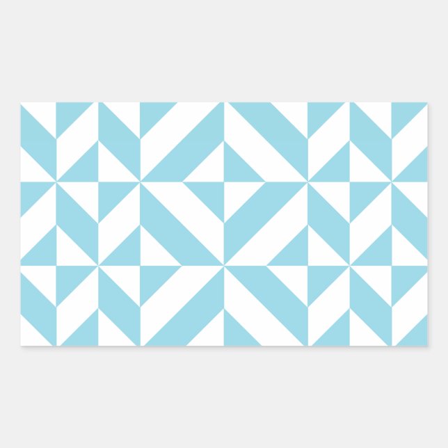Sky Blue Geometric Deko Cube Pattern Rechteckiger Aufkleber (Vorderseite)