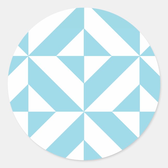 Sky Blue Geometric Deko Cube Pattern Runder Aufkleber (Vorderseite)