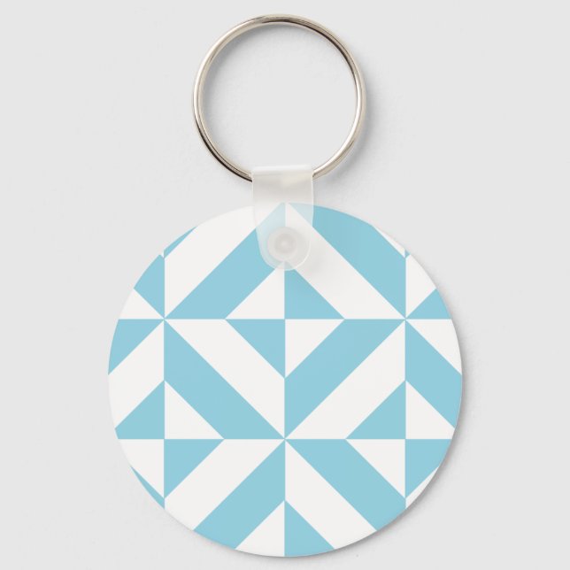 Sky Blue Geometric Deko Cube Pattern Schlüsselanhänger (Vorderseite)