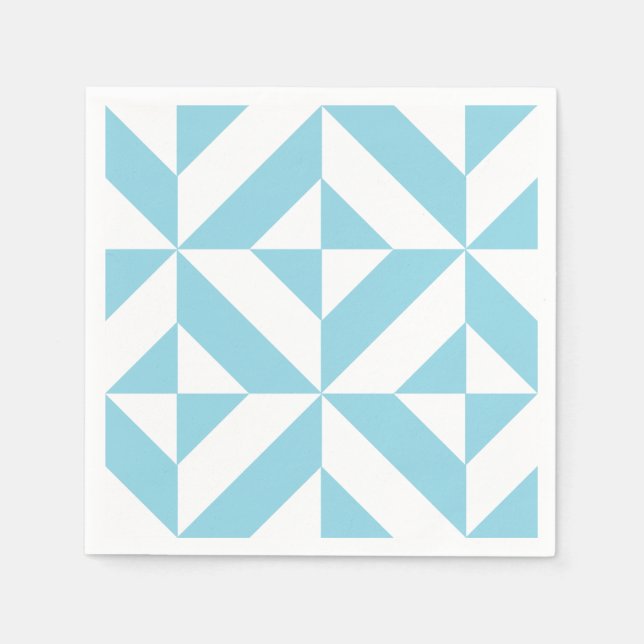 Sky Blue Geometric Deko Cube Pattern Serviette (Vorderseite)