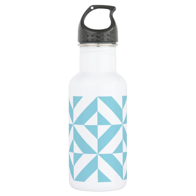 Sky Blue Geometric Deko Cube Pattern Trinkflasche (Vorderseite)