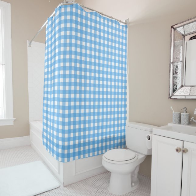 Sky Blue Gingham Duschvorhang (Beispiel)
