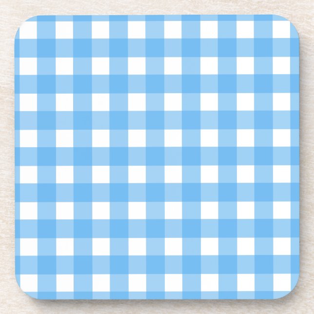 Sky Blue Gingham Getränkeuntersetzer (Vorderseite)