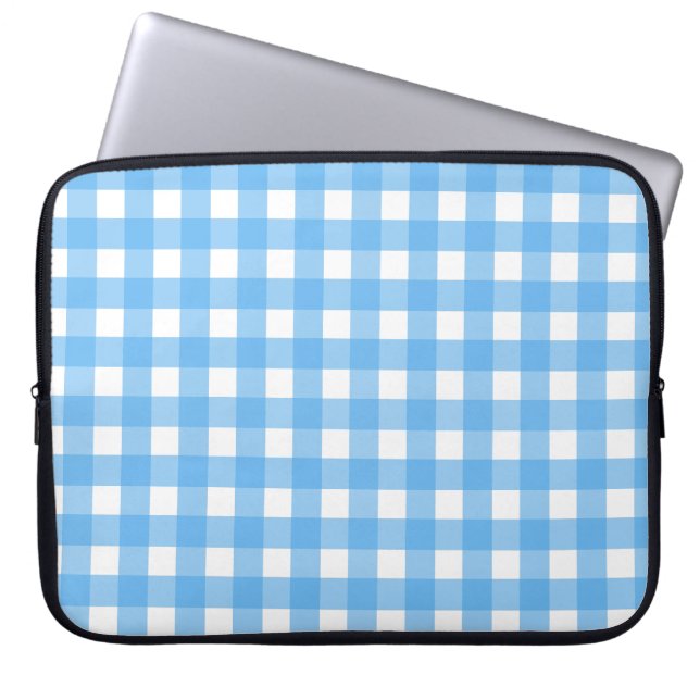 Sky Blue Gingham Laptopschutzhülle (Vorderseite)