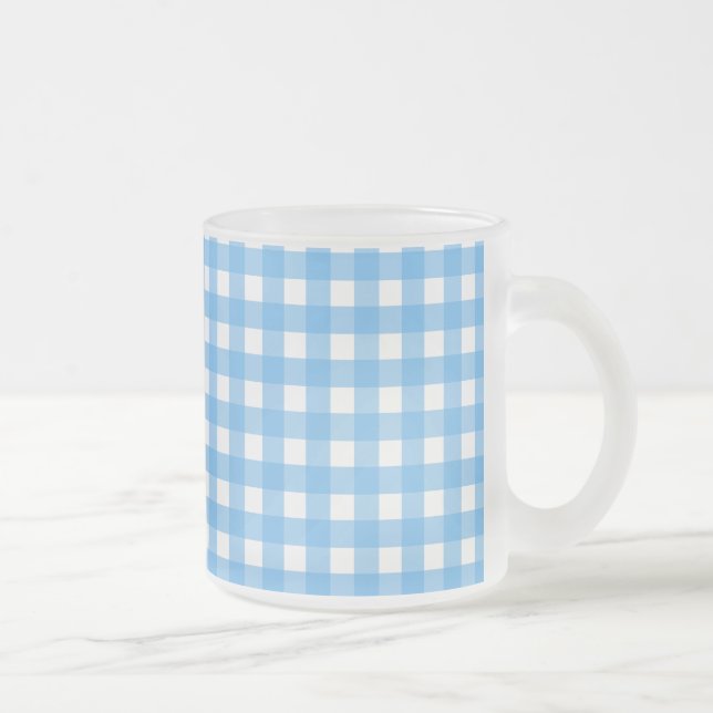 Sky Blue Gingham Mattglastasse (Rechts)