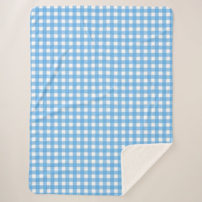 Sky Blue Gingham Sherpadecke (Vorderseite)