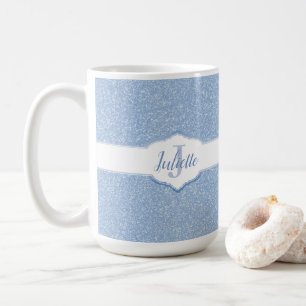 Sky Blue Glitzer Monogram Kaffeetasse