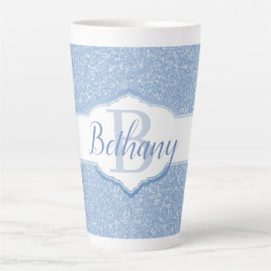 Sky Blue Glitzer Monogram Milchtasse