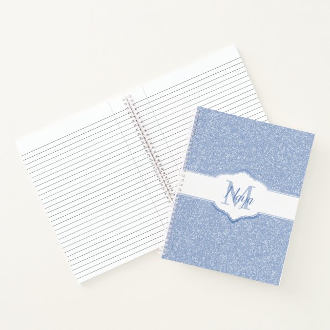 Sky Blue Glitzer Monogram Notizbuch (Innenseite)