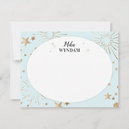 Sky Blue Glitzer Stars und Fireworks Note Card Mitteilungskarte