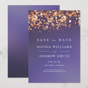 Sky Blue & Gold Enregistrer la date Invitation