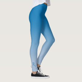 Sky Blue Gradient mit elegantem Monogramm Leggings