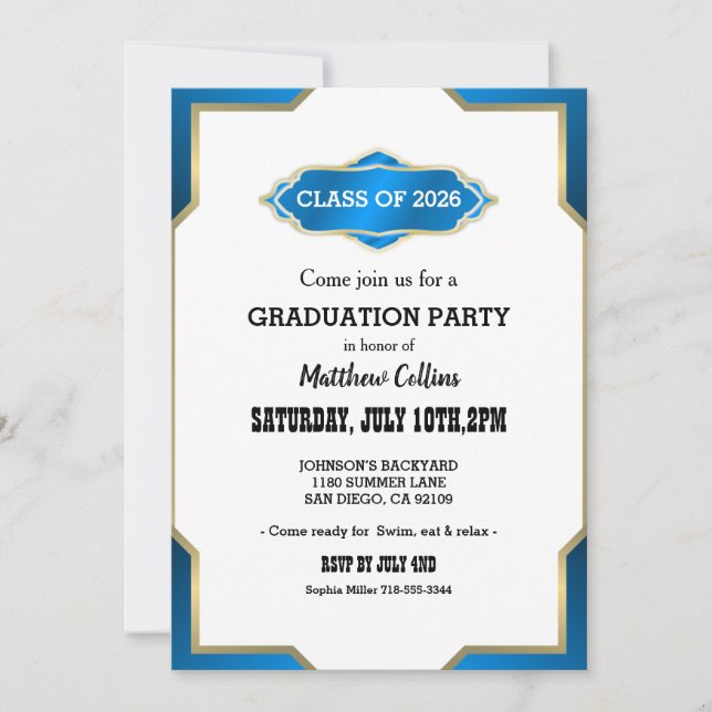 Sky Blue Graduation Invitation Einladung (Vorderseite)