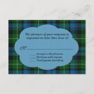 Sky Blue & Green Lamont Tartan Karierte RSVP-Karte RSVP Karte