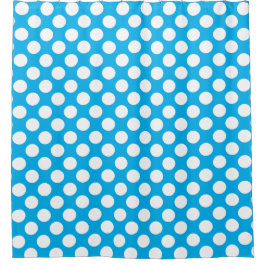 Sky Blue: Grosses weißes Polka Dot Pattern Duschvorhang