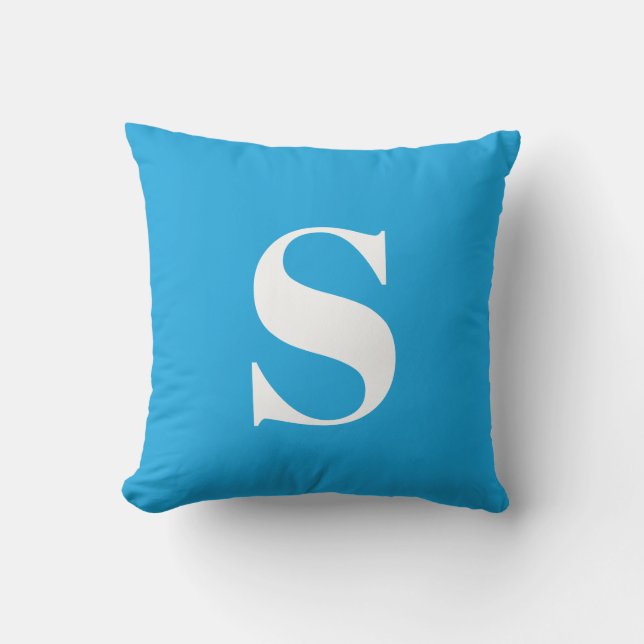 Sky Blue Initial Monogramme Coussin extérieur (Recto)