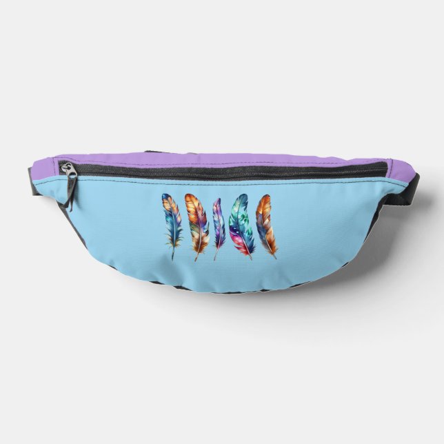 Sky Blue Lavender Colorblock Feather Art - Graphic Bauchtasche (Ablage )