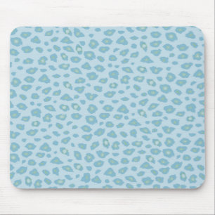 Sky Blue Leopard Print Mousepad
