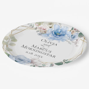 Sky Blue Magnolia und Peony Summer Wedding Pappteller