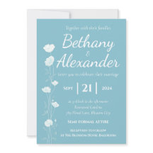 Sky Blue mit White Florals Einladung zum Hochzeits