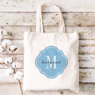 Sky Blue Monogram Bridesmaid Tote Bag Tragetasche