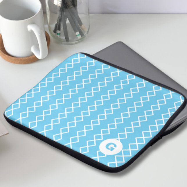 Sky Blue Monogram Geometric Notebook Sleeve (Von Creator hochgeladen)