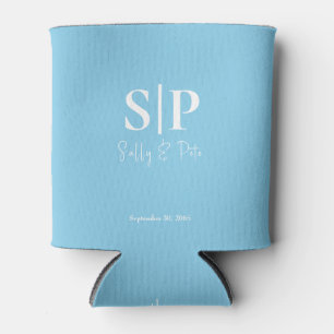 Sky Blue Monogram Wedding Can Cooler Dosenkühler
