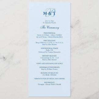 Sky Blue Monogram Wedding Program Programm
