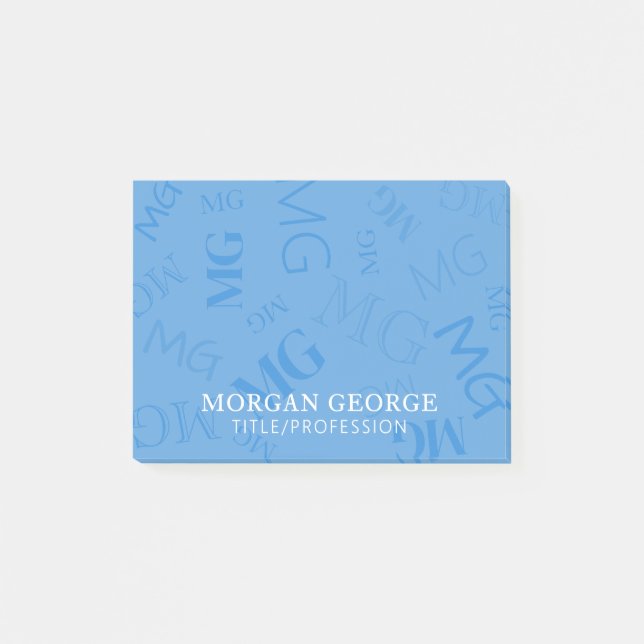 Sky Blue Myriad of Monograms With Your Name Post-it Klebezettel (Vorderseite)