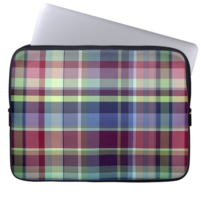 Sky Blue Navy Burgundy Pistach Preppy Madras Karie Laptopschutzhülle (Vorderseite)
