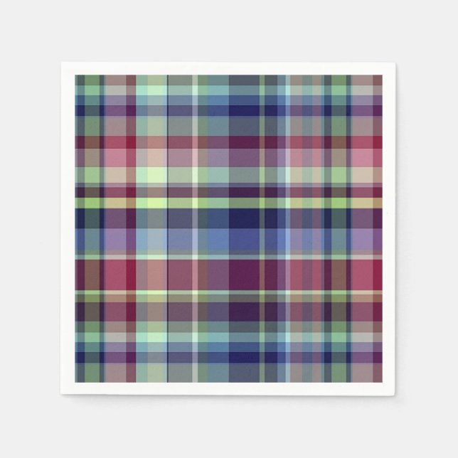 Sky Blue Navy Burgundy Pistach Preppy Madras Karie Serviette (Vorderseite)
