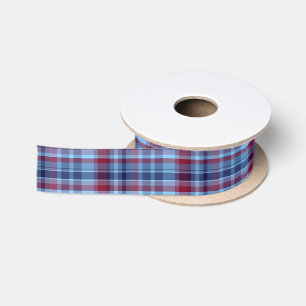 Sky Blue Navy Burgundy Preppy Madras Satinband