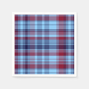 Sky Blue Navy Burgundy Preppy Madras Serviette