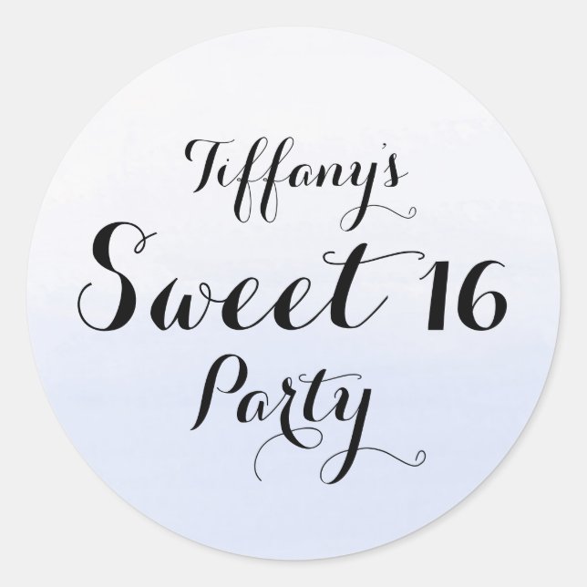 Sky Blue Pastel Ombre Sweet 16 Aufkleber (Vorderseite)