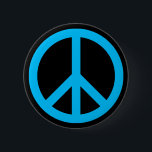 Sky Blue Peace Symbol Button<br><div class="desc">Ein schönes Himmelblau-Symbol für Frieden.</div>