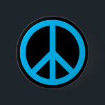 Sky Blue Peace Symbol Button<br><div class="desc">Ein schönes Himmelblau-Symbol für Frieden.</div>