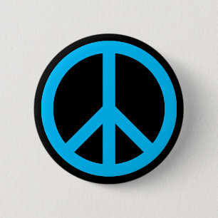Sky Blue Peace Symbol Button